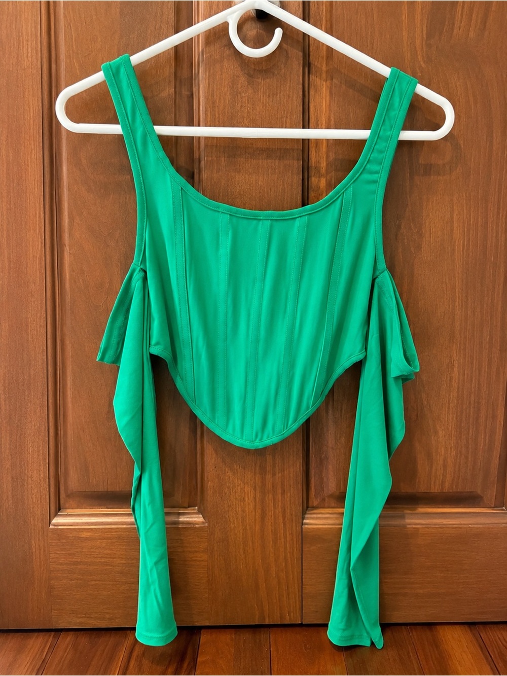 dylan Emerald Green Cold-Shoulder Crop Top